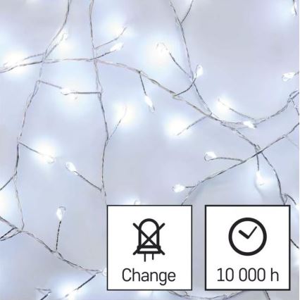 Cadeia de luzes de Natal LED 100 LEDs/3xAA 2,7 m branco frio