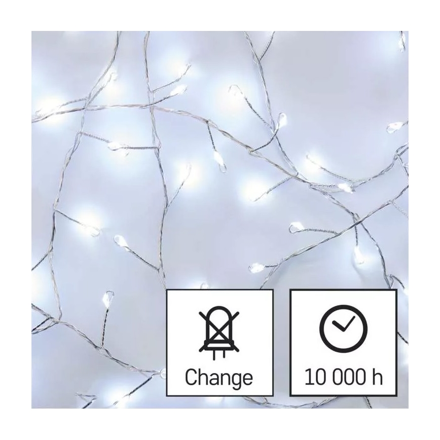 Cadeia de luzes de Natal LED 100 LEDs/3xAA 2,7 m branco frio