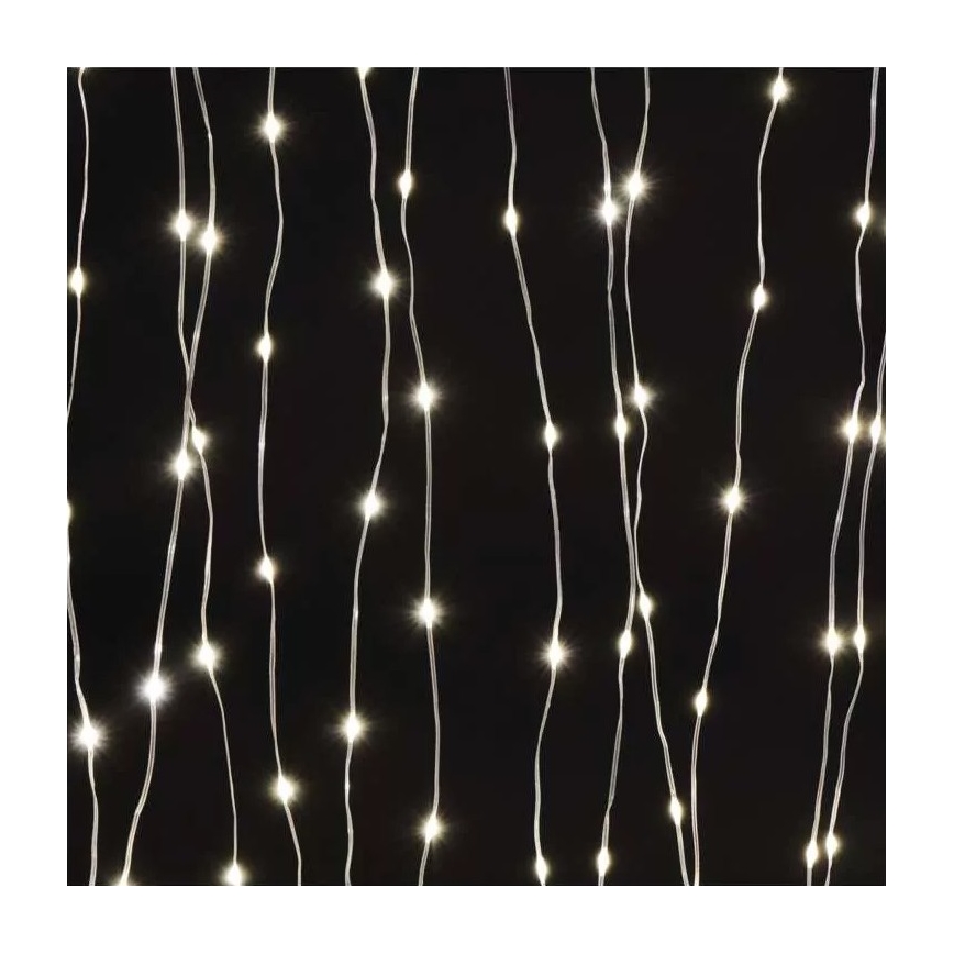 Cadeia de luzes de Natal LED para exterior 300 LEDs / 8 funções 5,9 m IP44 branco quente