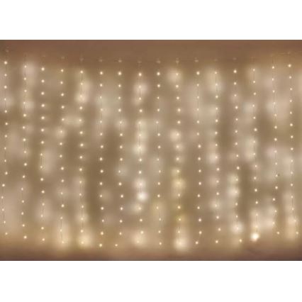 Cadeia de luzes de Natal LED para exterior 300 LEDs / 8 funções 5,9 m IP44 branco quente