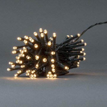 Cadeia de luzes de Natal LED para exteriores 96xLED/7 funções/3xAA 7,7m IP44 branco quente