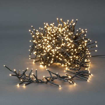 Cadeia de luzes LED de Natal para exterior, 768 LEDs / 7 funções, 8,6 m, IP44, branco quente