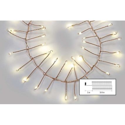 Cadeia de luzes LED para exterior 1440xLED/8 funções 14,4 m IP44 branco quente