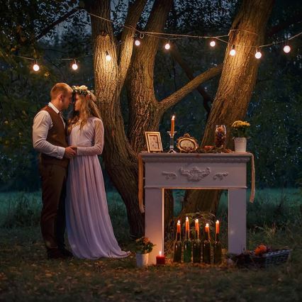 Cadeia decorativa LED exterior 20xE27/1W/230V 10 m IP65 preta