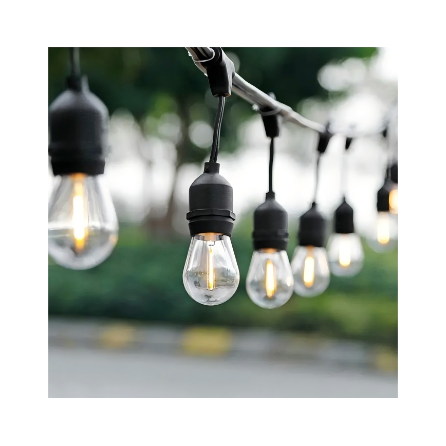 Cadeia decorativa LED exterior 20xE27/1W/230V 10 m IP65 preta