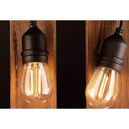 Cadeia decorativa LED exterior 20xE27/1W/230V 10 m IP65 preta