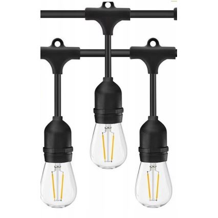 Cadeia decorativa LED exterior 20xE27/1W/230V 10 m IP65 preta