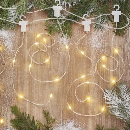 Cadeia de luzes LED exterior para Natal 100xLED/8 funções 7,9x0,7m IP44 branco quente