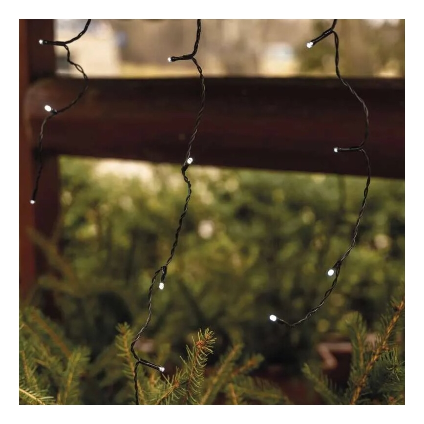 Cadeia de luzes LED exterior para Natal 100xLED/2,5x0,9m IP44 branco frio