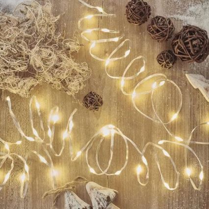 Cadeia de luzes LED exterior para Natal 160xLED/21m IP44 branco quente