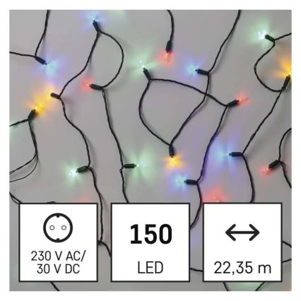 Cadeia de luzes LED exterior para Natal 150xLED/27,35m IP44 multicolor