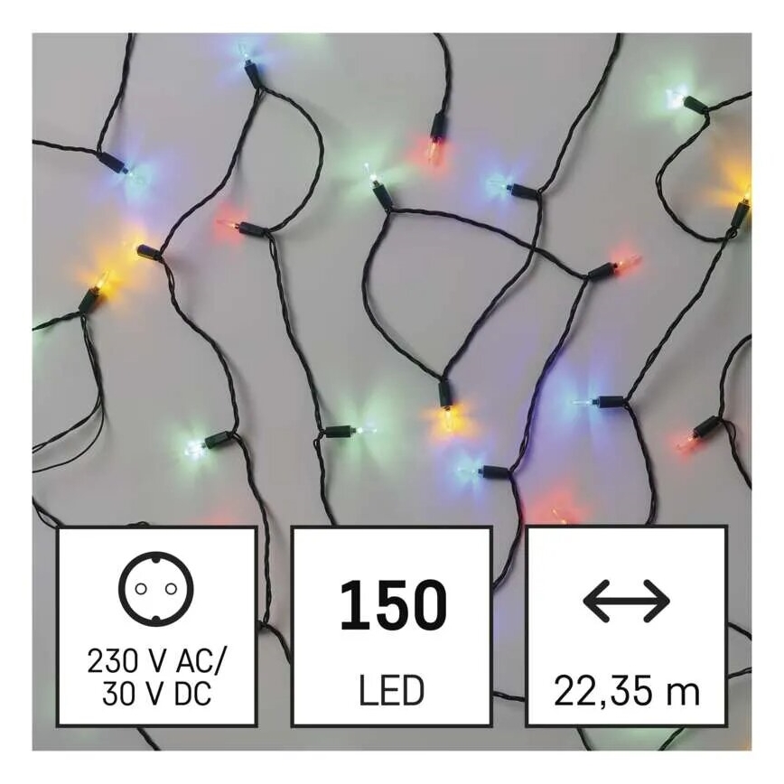 Cadeia de luzes LED exterior para Natal 150xLED/27,35m IP44 multicolor
