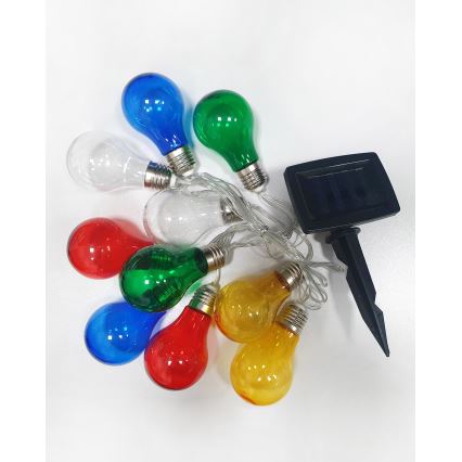 Cadeia de luzes LED solar exterior 10xLED/1,2V 300 mAh 2,2 m IP44 multicolor