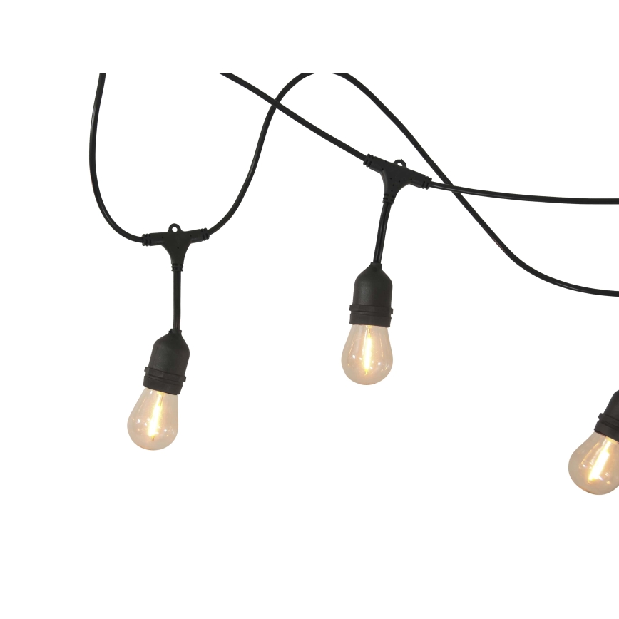 Cadeia de luzes LED solar dimmerizável para exterior PARTY 10xE27/3,7V 1800 mAh 10 m IP44 + comando à distância