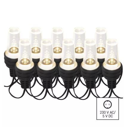 Cadeia luminosa LED de Natal para exterior 10xLED/9,5 m IP44 branco frio