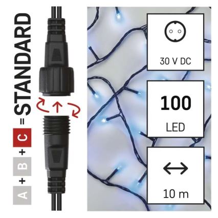Cadeia luminosa LED para exterior 100xLED/10m IP44 azul
