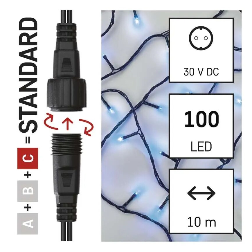 Cadeia luminosa LED para exterior 100xLED/10m IP44 azul