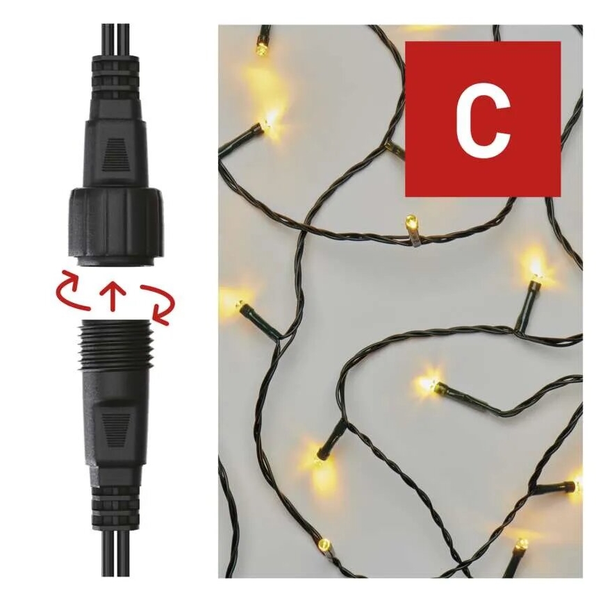 Cadeia luminosa LED para exterior 50xLED/5m IP44 branco quente