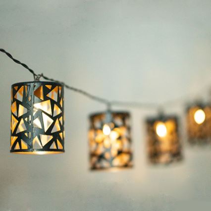 Cadeia Solar LED 10xE12/3,65m 600 mAh IP44 branco quente