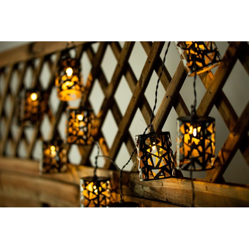 Cadeia Solar LED 10xE12/3,65m 600 mAh IP44 branco quente