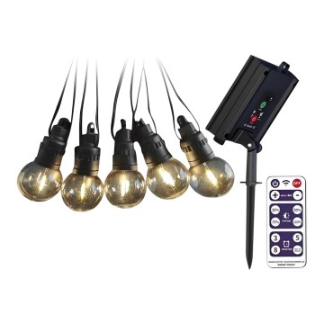 Cadeia Solar LED 10xLED/0,5/4,5V 12 m 3000K IP44 1200 mAh + controlo remoto