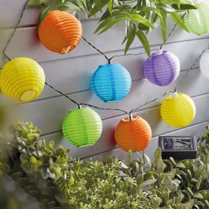 Cadeia Solar LED 10xLED/1,2V 3,7m 300mAh IP44 multicolor