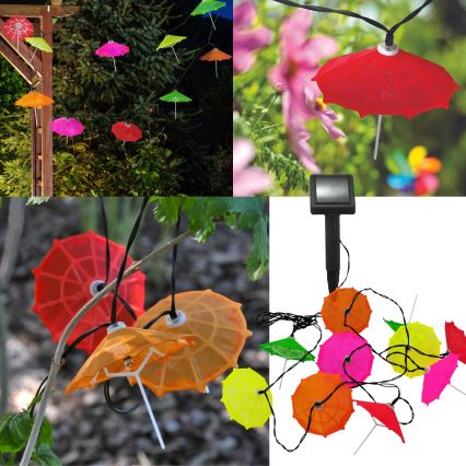 Cadeia Solar LED 10xLED/1,2V 300 mAh 3,8 m IP44 guarda-chuvas