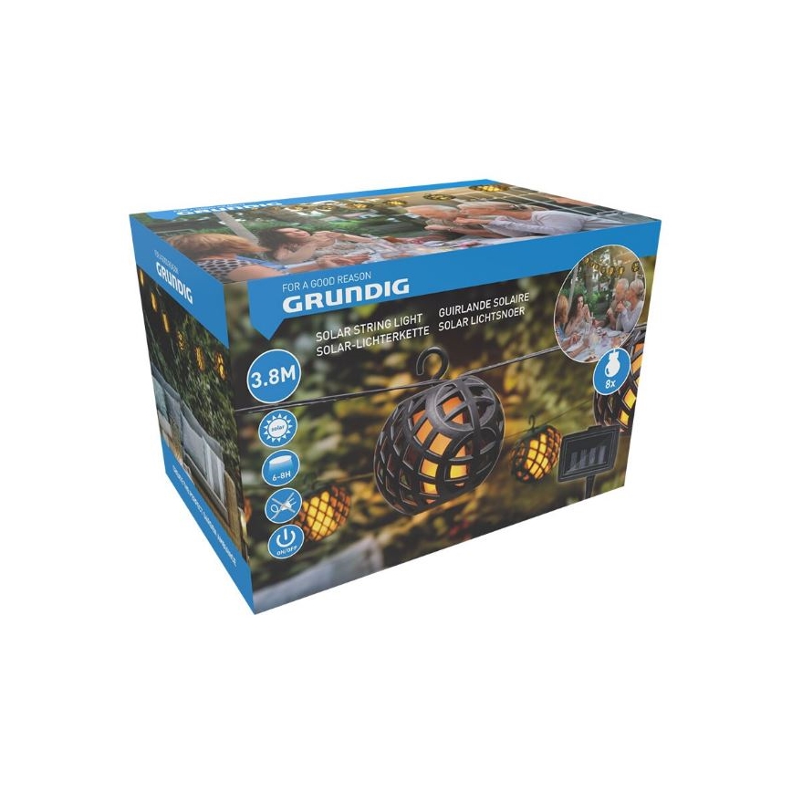 Cadeia Solar LED 3,8m 8xLED/1,2V 600 mAh