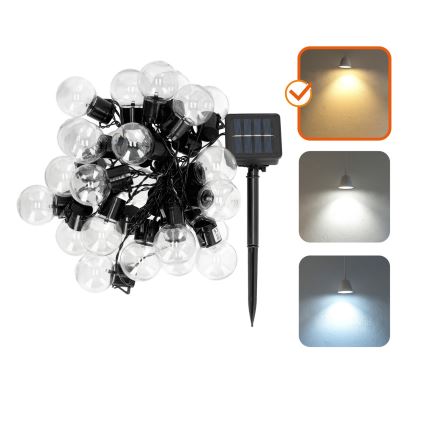 Cadeia de Luzes LED Solar 30xLED/0,12W/1,2V 1xAA IP44 3000K 400 mAh