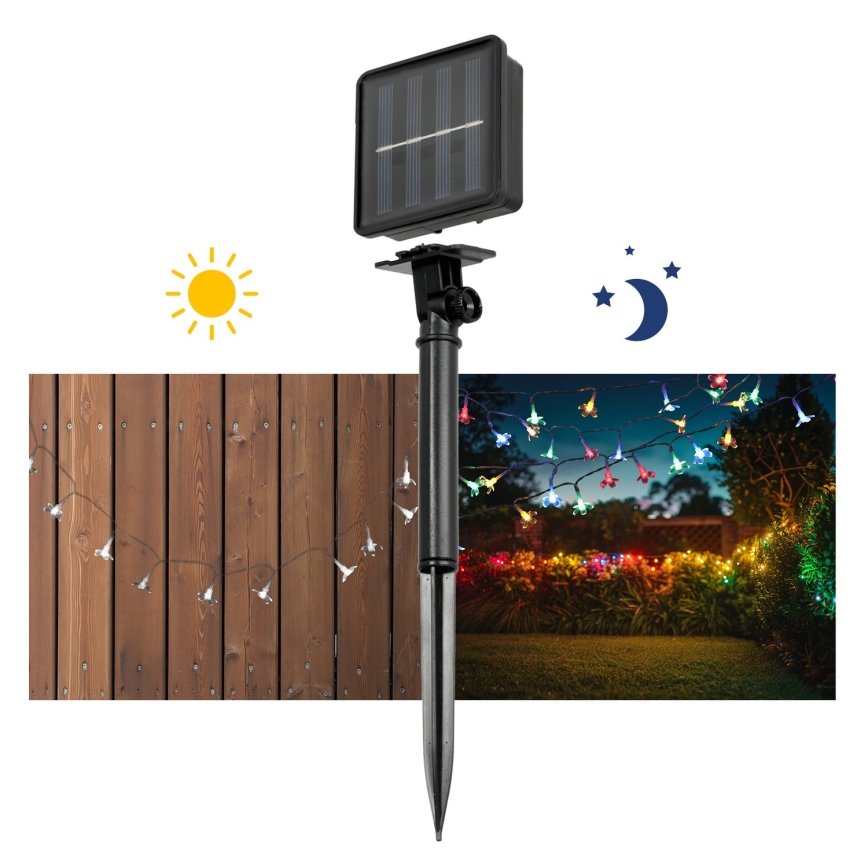 Cadeia Solar LED RGB 50xLED/0,12W/1,2V 1xAA IP44 600 mAh