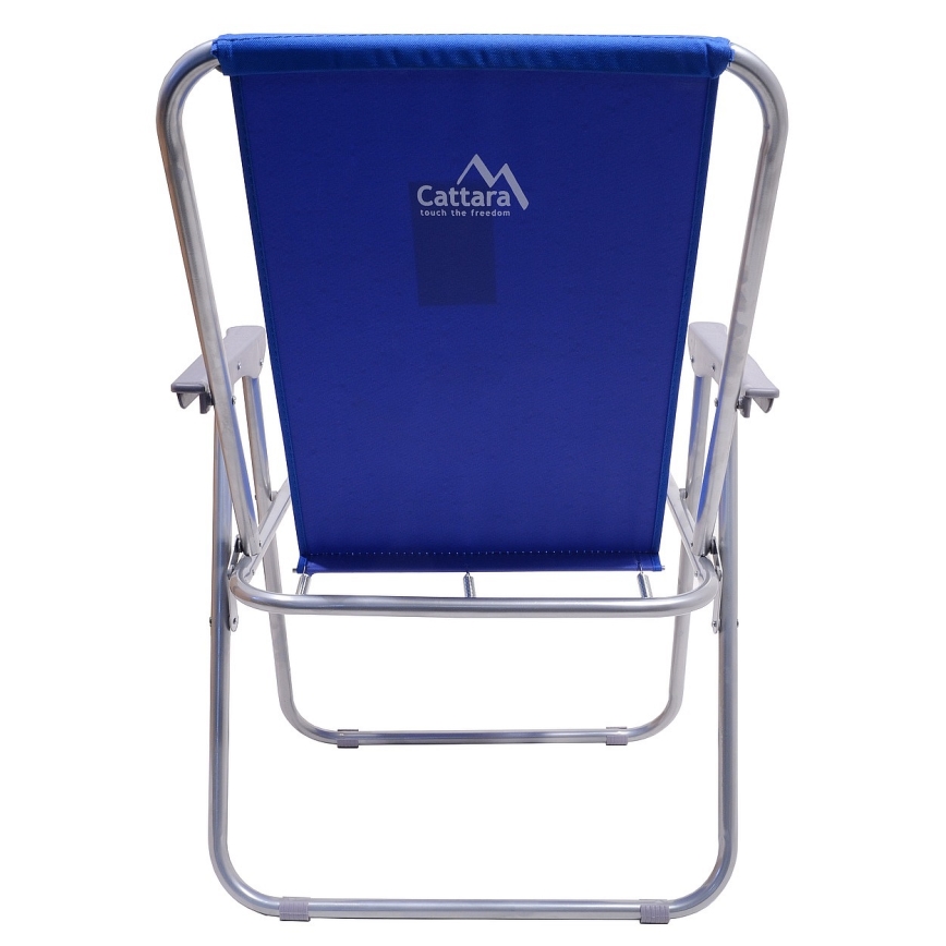 Cadeira de campismo dobrável azul/cromada mate