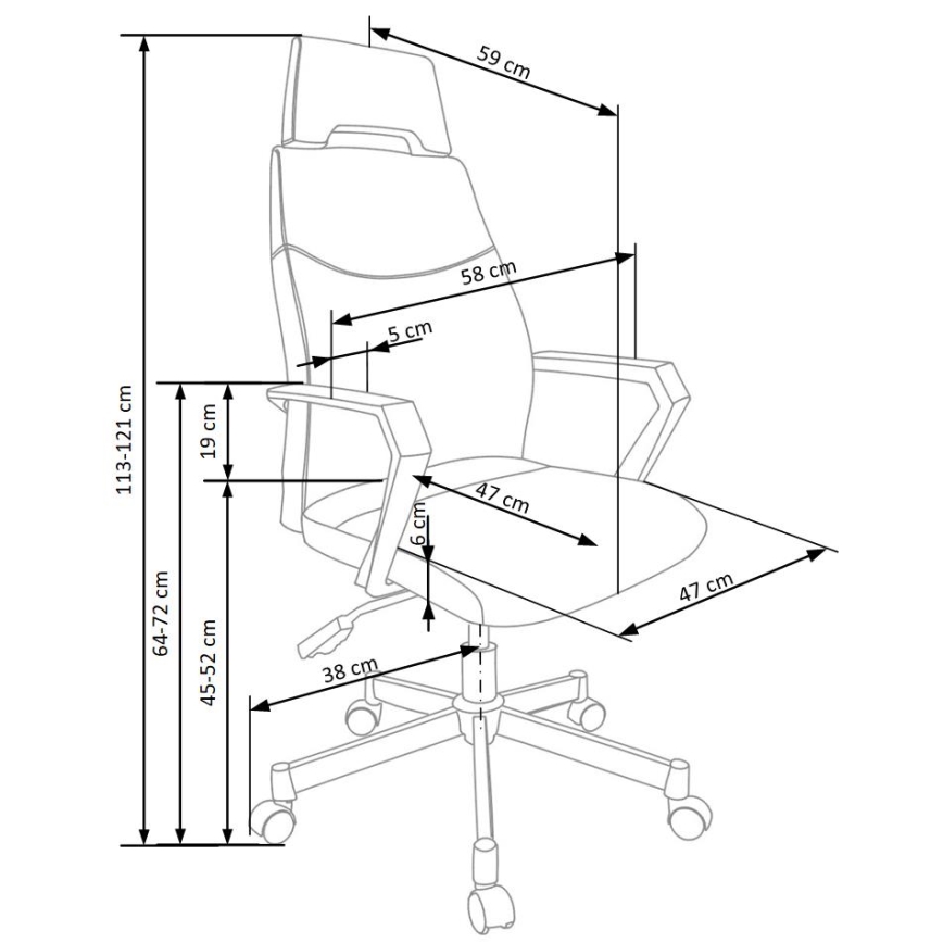 Cadeira de escritório ELUN preta/cinza