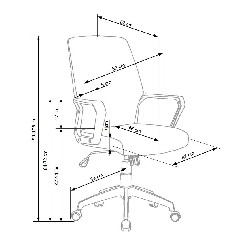 Cadeira de escritório LONA branca/cinza clara