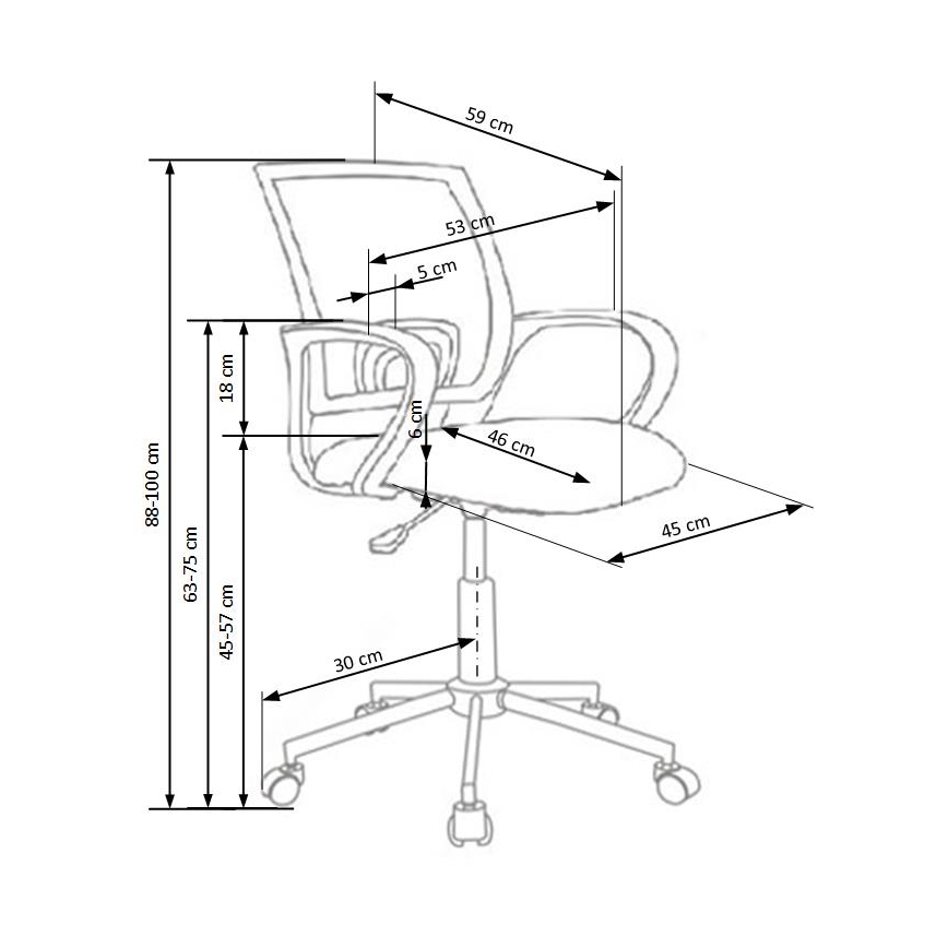 Cadeira de escritório SIRAQ multicolorida