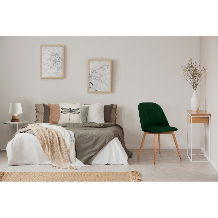 Cadeira de jantar BAKERI 86x48 cm verde escuro/carvalho claro