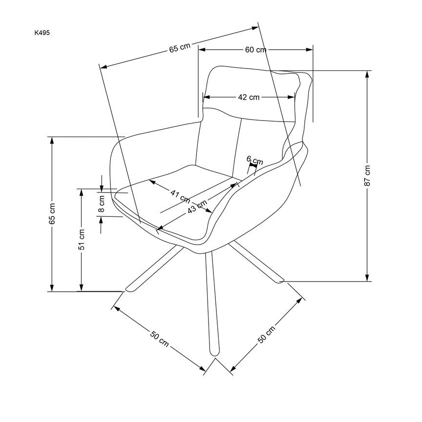 Cadeira de jantar HALSA, 1 peça, cinza