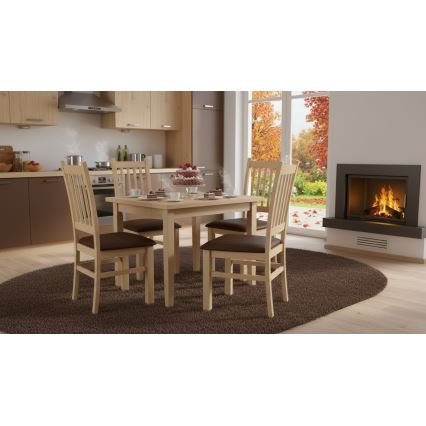 Cadeira de jantar SIMON faia/castanho escuro