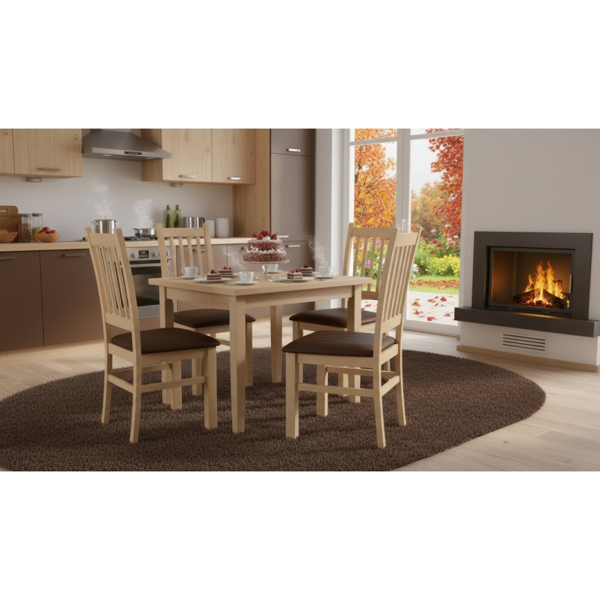 Cadeira de jantar SIMON faia/marrom escuro