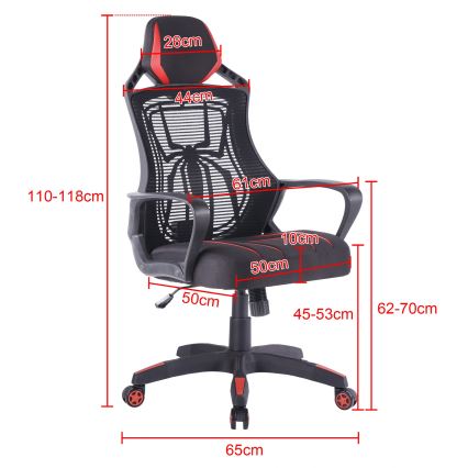 Cadeira de jogo VARR Spider preto/vermelho