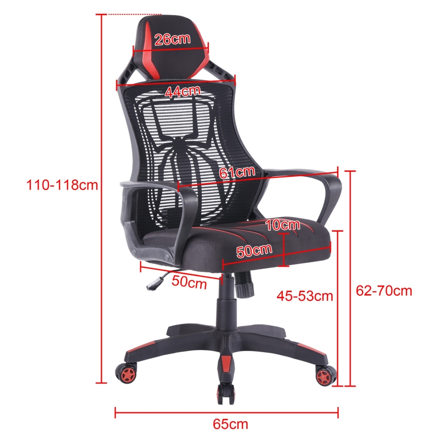 Cadeira de jogo VARR Spider preto/vermelho