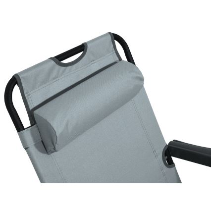 Cadeira dobrável ajustável cinzento/preto