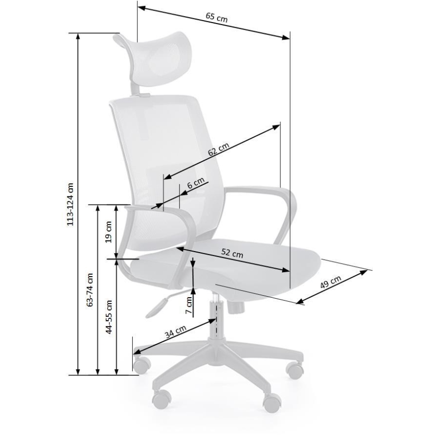 Cadeira ergonômica de escritório ARSEN cinza