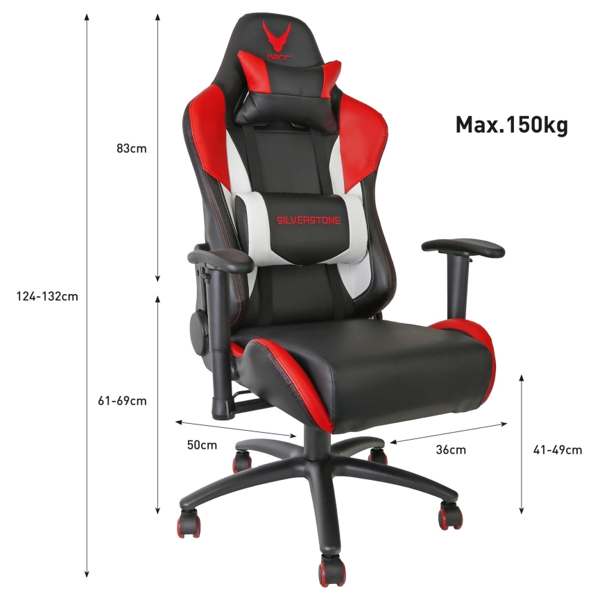 Cadeira gamer VARR Silverstone preta/vermelha