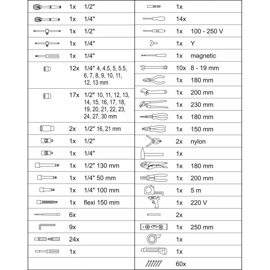 Caixa de alumínio com ferramentas 186 pcs