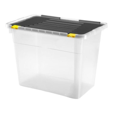 Caixa de arrumação 100 l preta/transparente