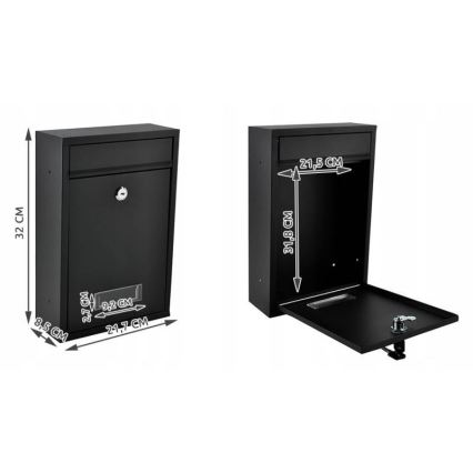 Caixa de correio 21,7x32 cm preta