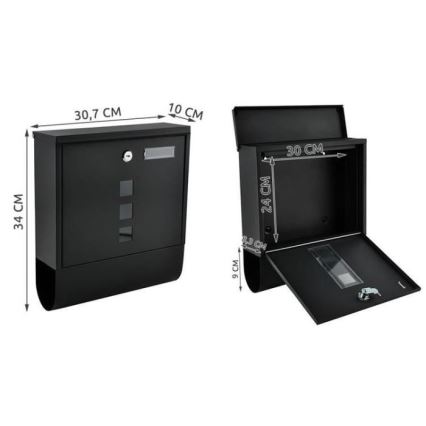 Caixa de correio 34x30,7 cm preto