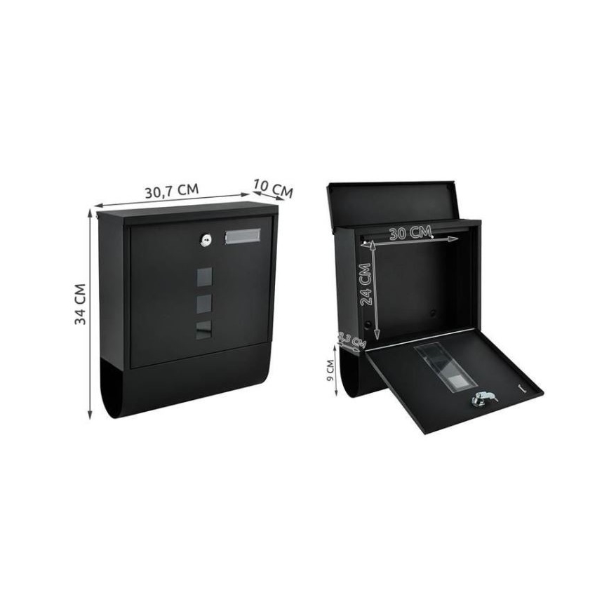 Caixa de correio 34x30,7 cm preto