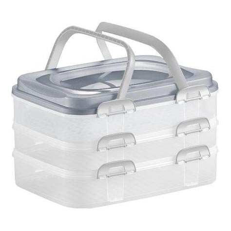 Caixa de piquenique com alças 3 andares/cinza