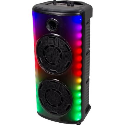 Coluna de som recarregável LED RGB com microfone 600W/2400 mAh + controlo remoto